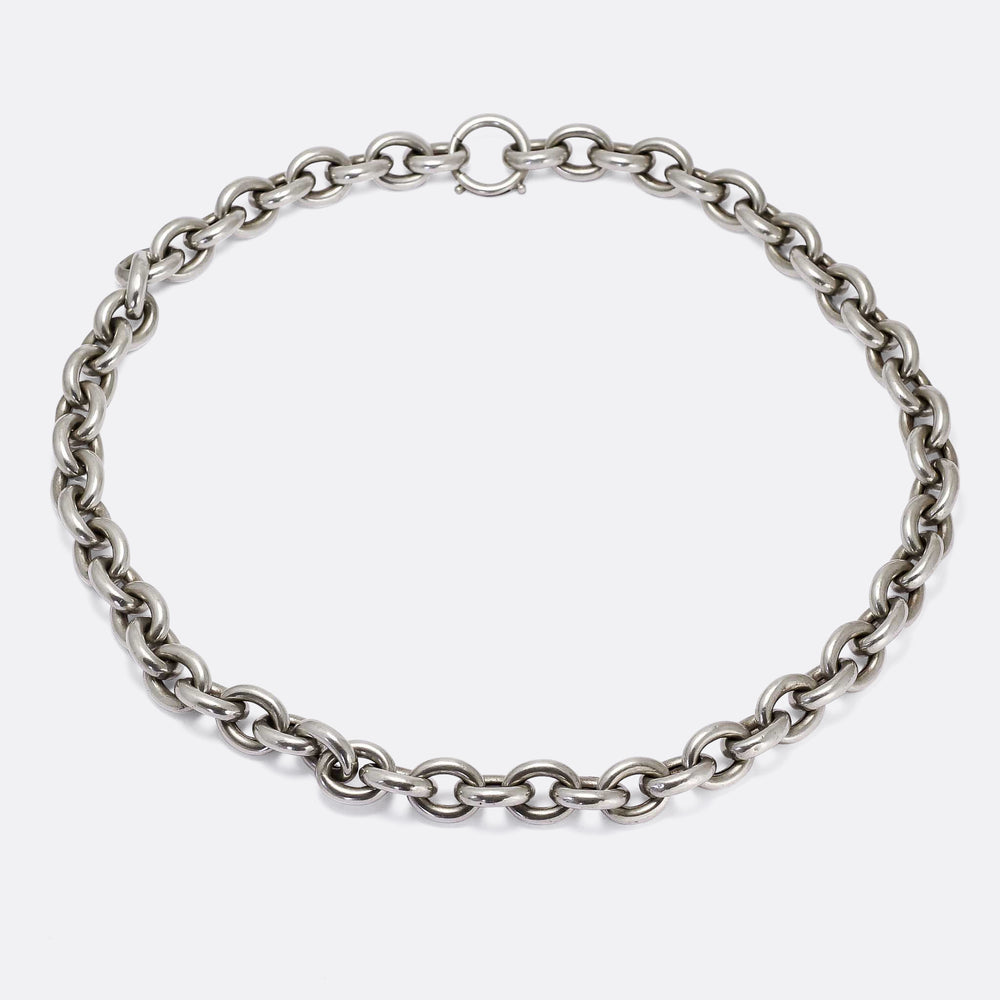 Victorian Chunky Silver Chain Necklace