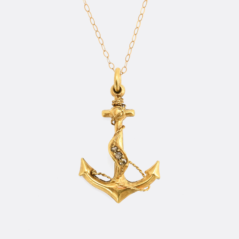 Victorian Diamond Anchor Pendant