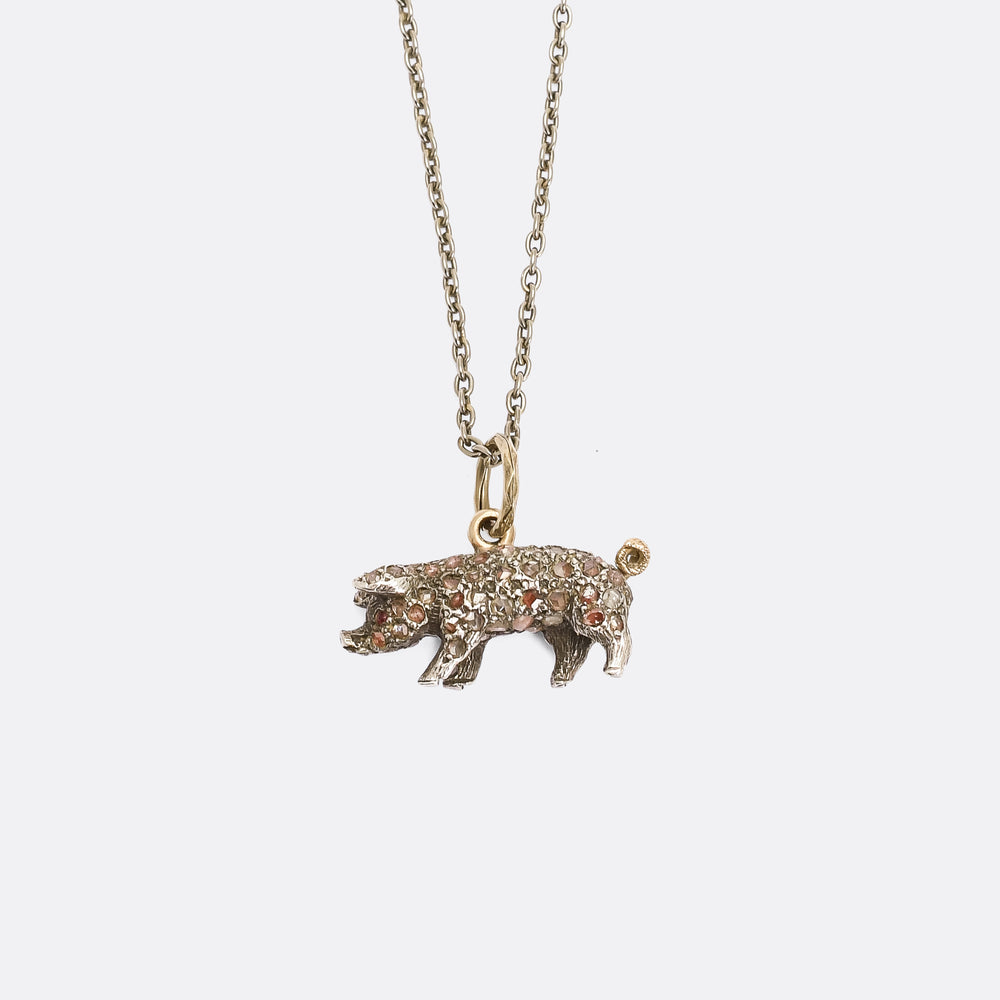 Victorian Diamond Lucky Pig Pendant