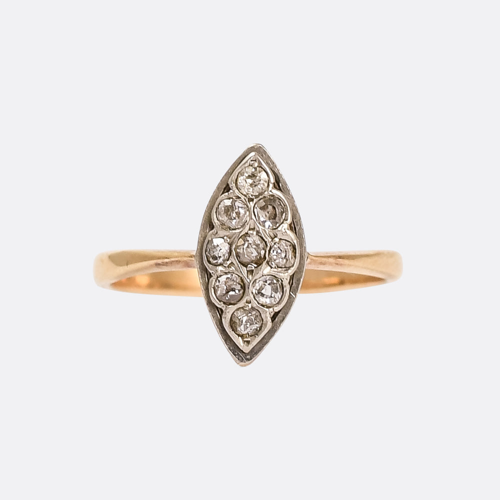 Victorian Diamond Navette Cluster Ring