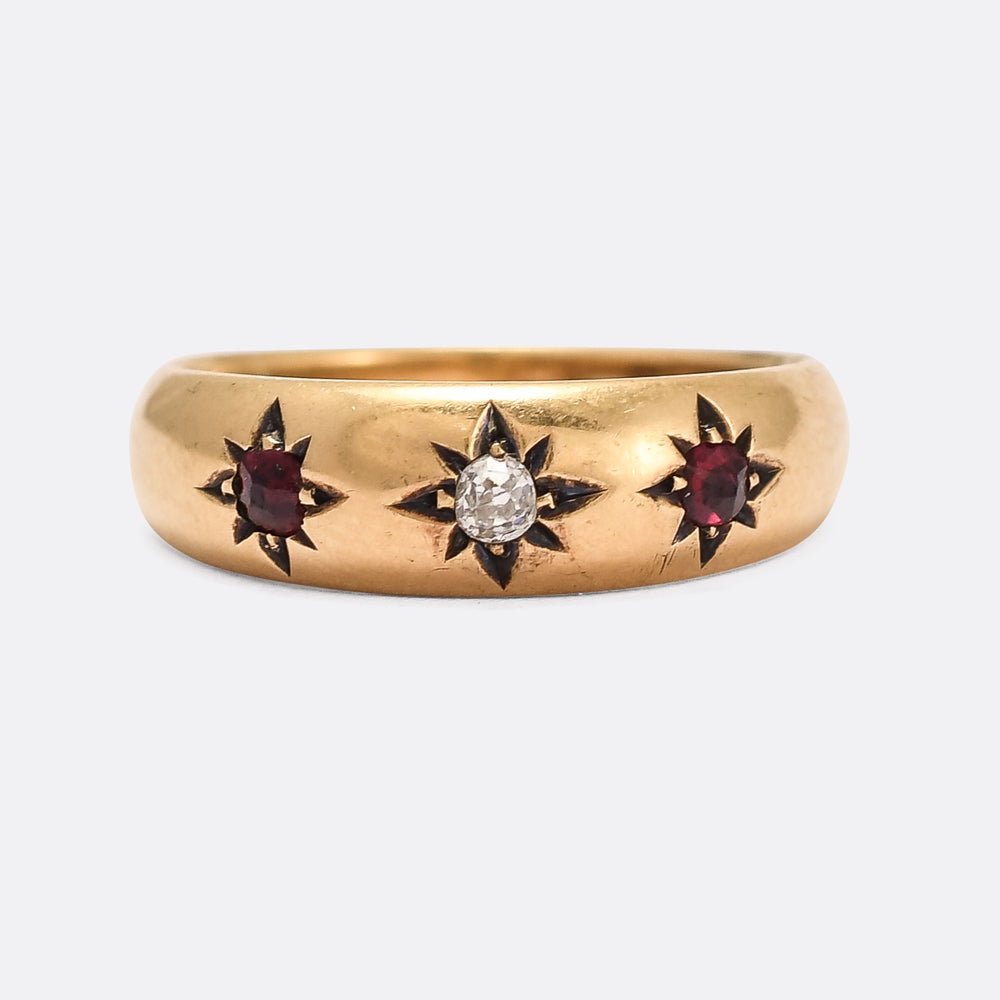 Victorian Diamond & Ruby Star Gypsy Ring