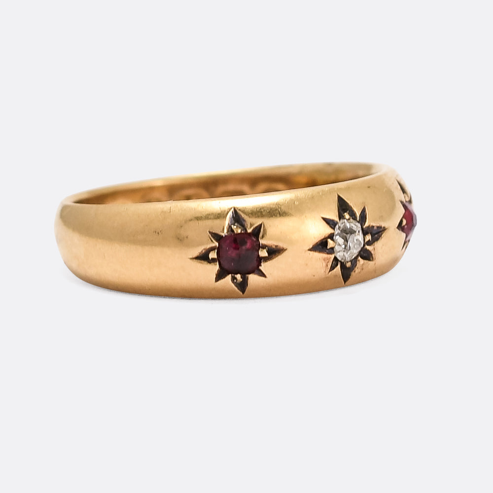 Victorian Diamond & Ruby Star Gypsy Ring
