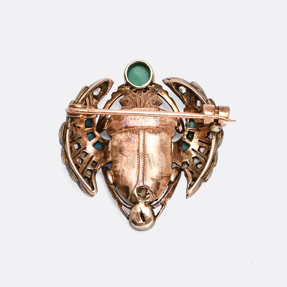 Victorian Egyptian Revival Winged Scarab Brooch