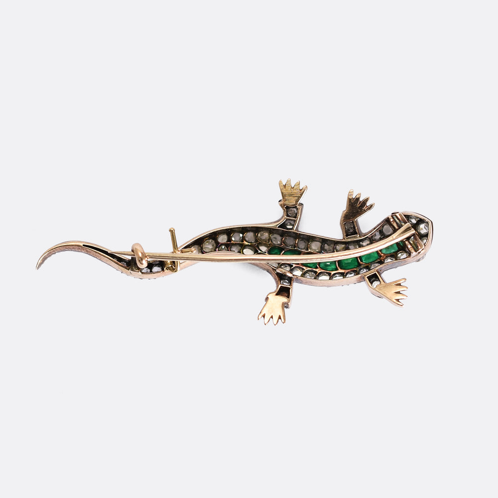 Victorian Emerald & Diamond Salamander Brooch