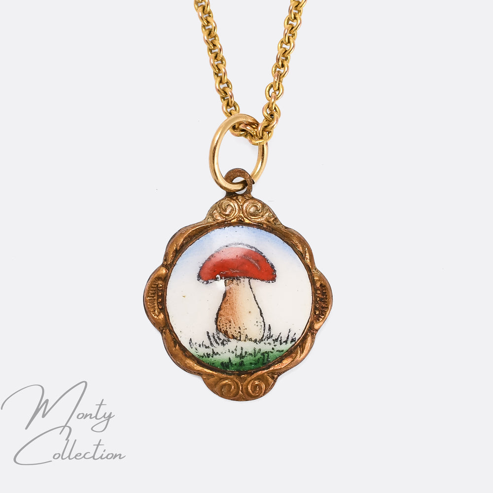 Victorian Enamel Fly Agaric Toadstool Charm