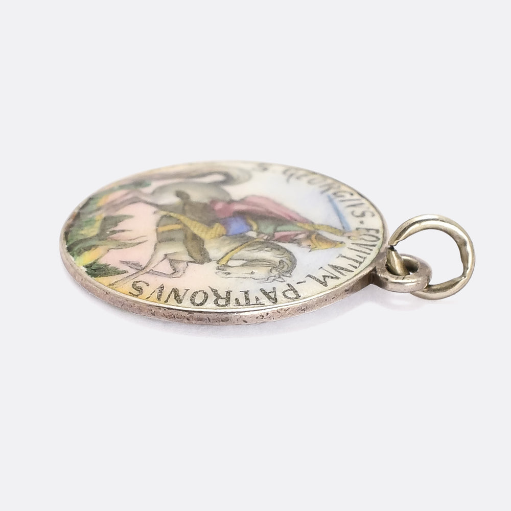 Victorian Enamel In Tempestate Securitas Saint George Medallion