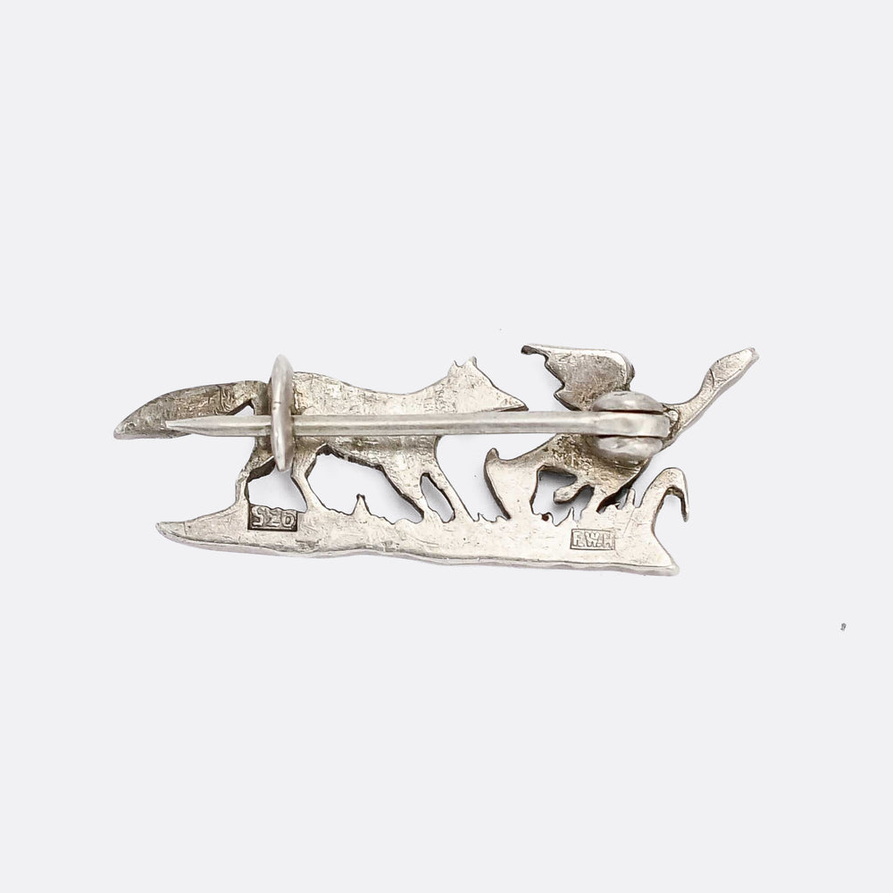Victorian Fox & Pheasant Brooch