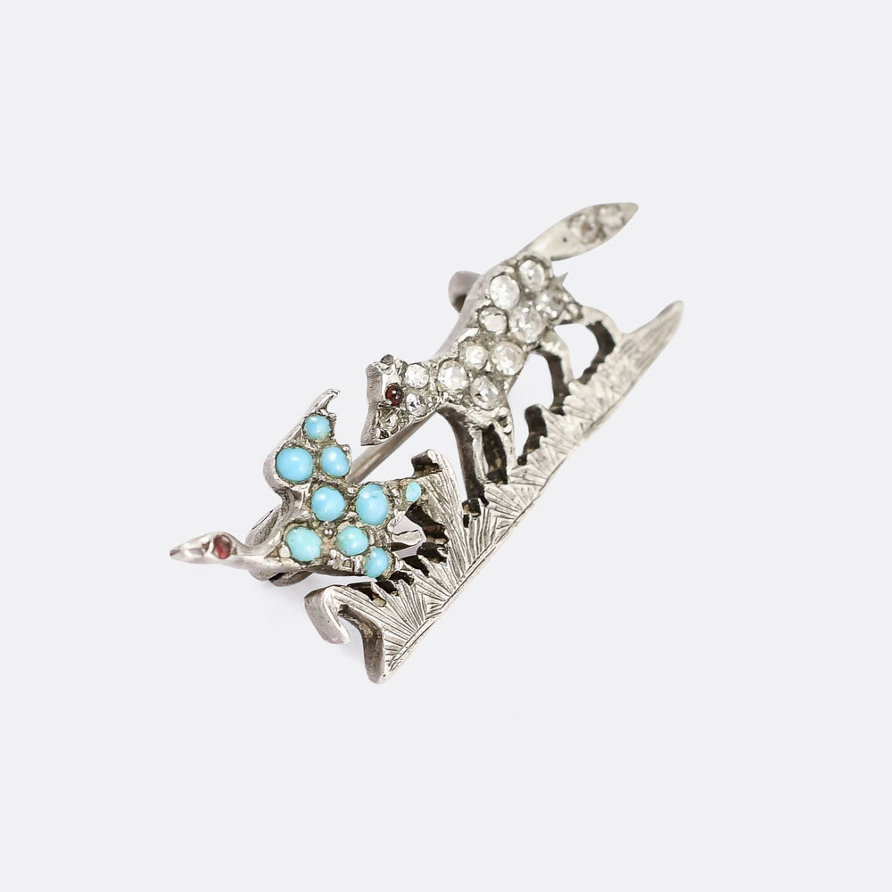 Victorian Fox & Pheasant Brooch