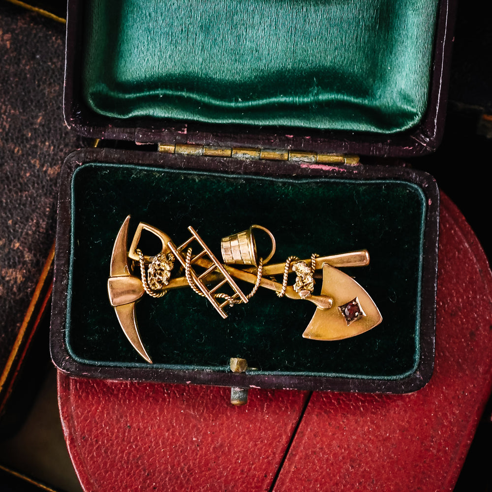Victorian Garnet Gold Miner's Brooch