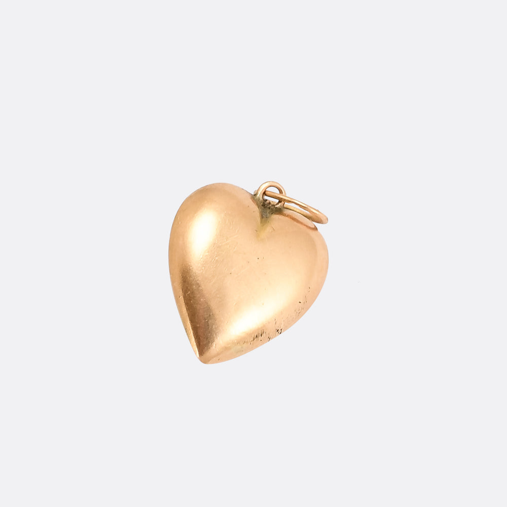 Victorian Garnet Puffed Heart Pendant
