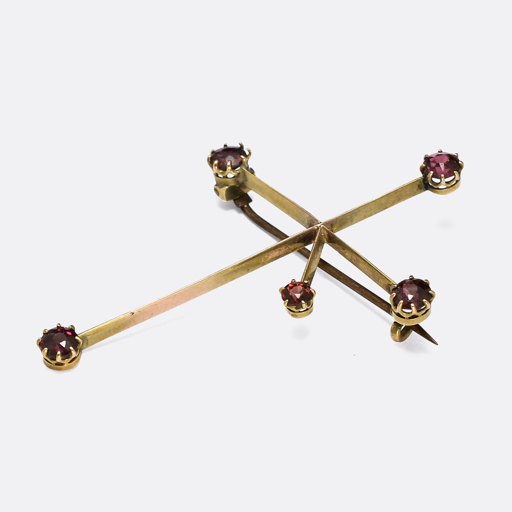Victorian Garnet Southern Cross Constellation Brooch