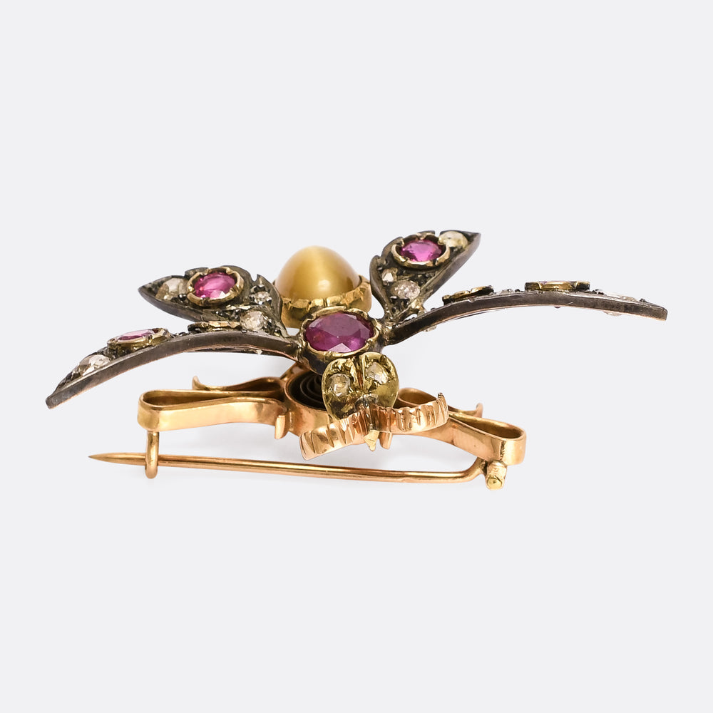 Victorian Gemset Bug 'En Tremblant' Brooch