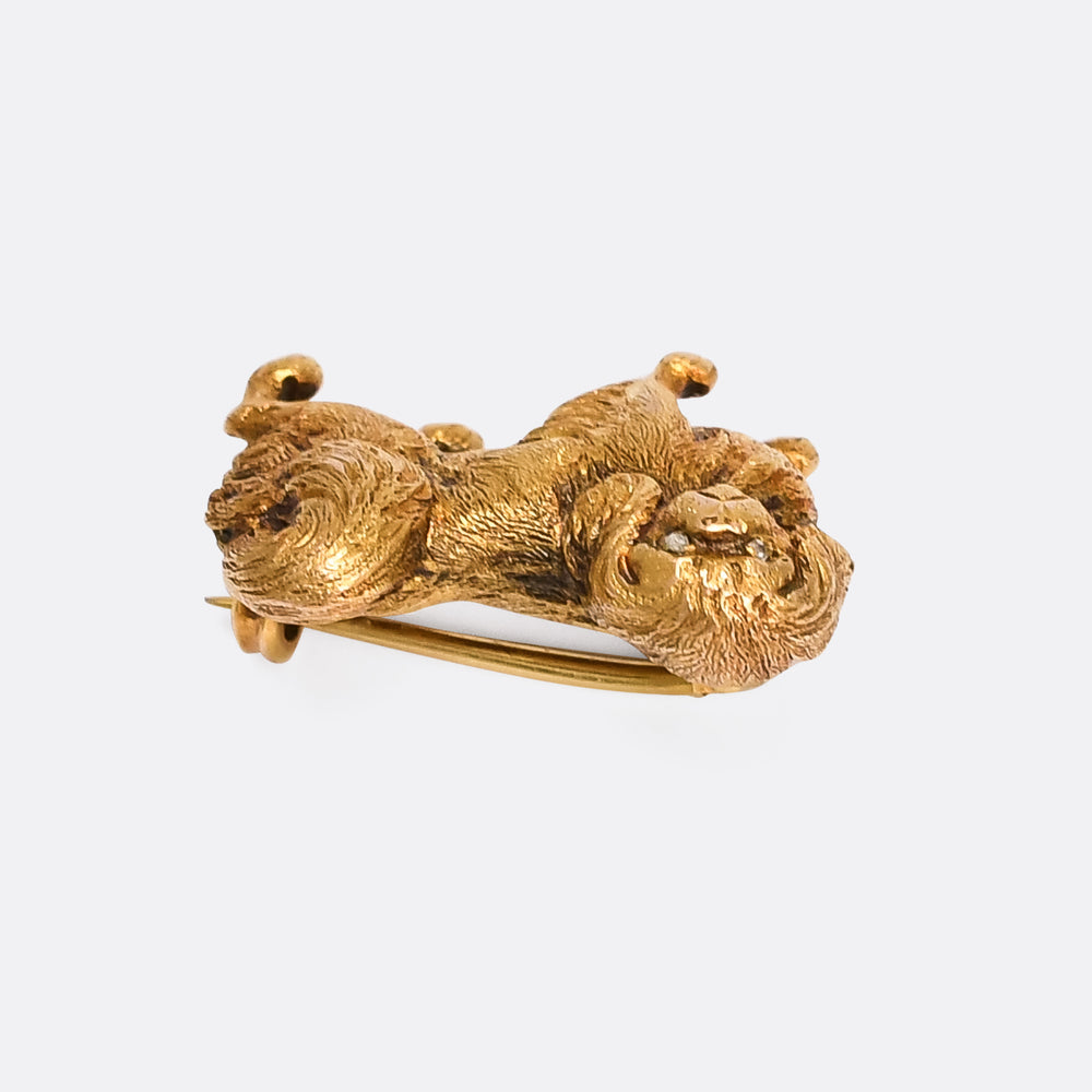 Victorian Gold King Charles Cavalier Spaniel Brooch