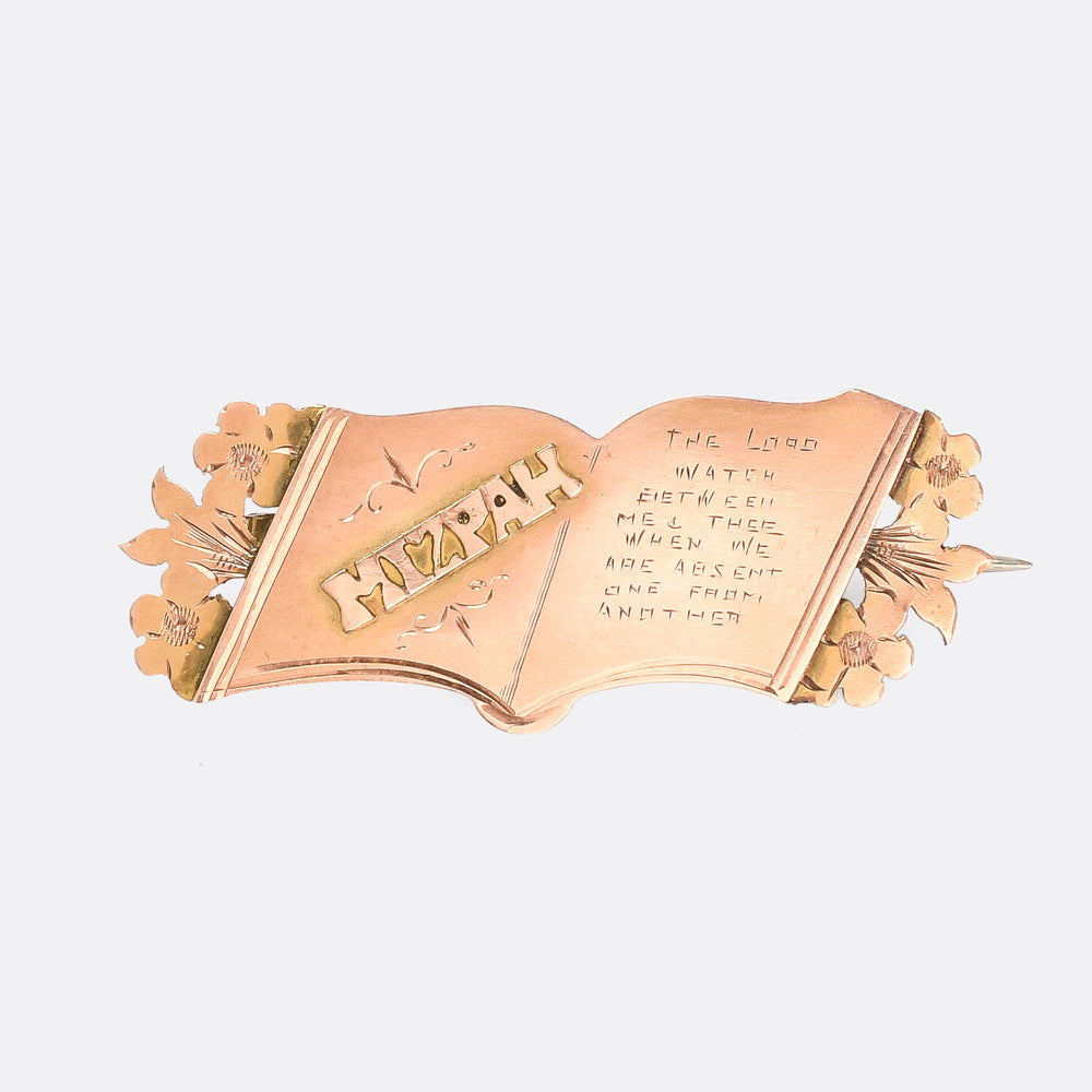 Victorian Gold MIZPAH Bible Brooch