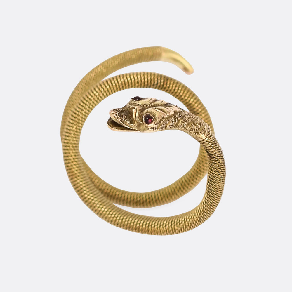 Victorian Gold Mesh Coiled Snake Ring