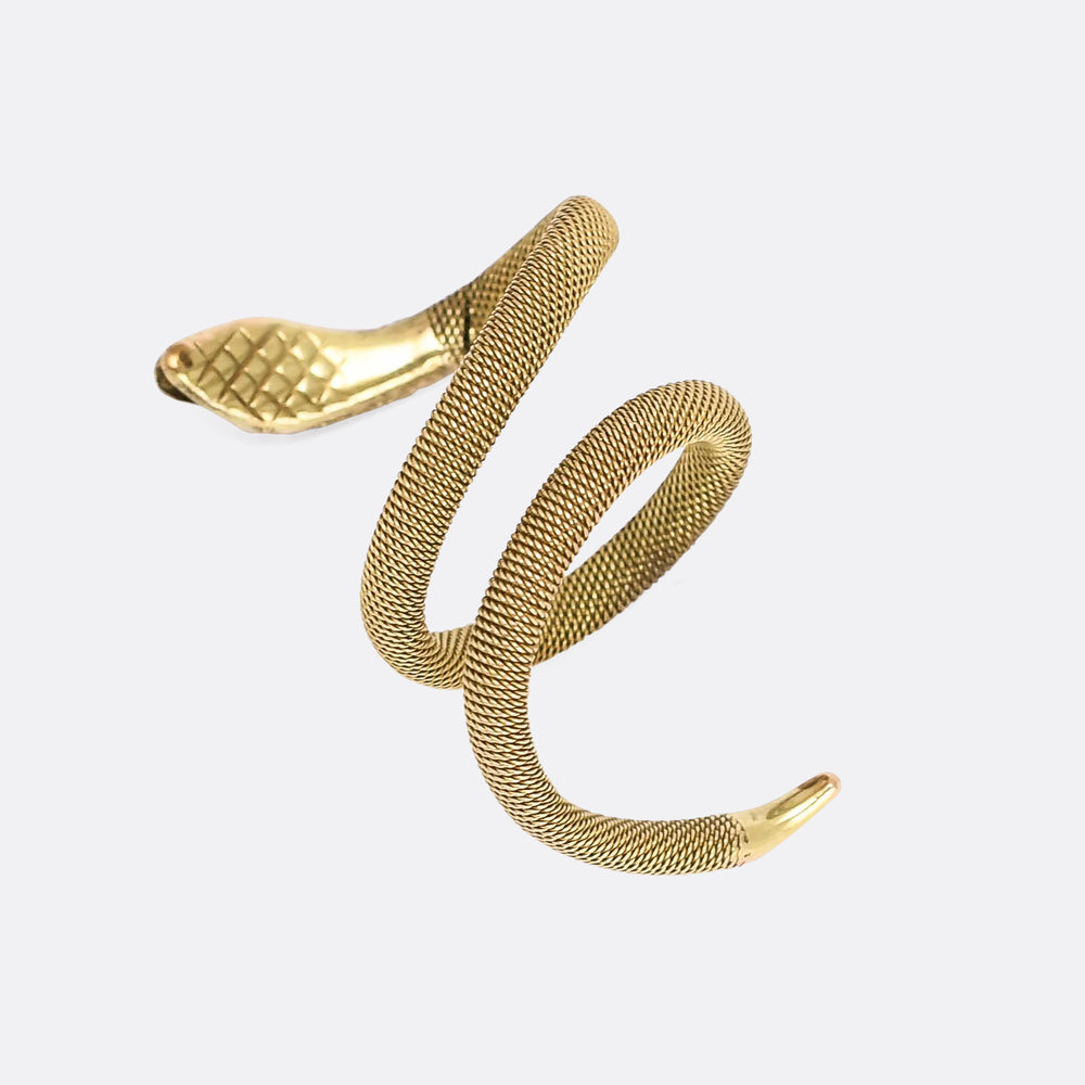 Victorian Gold Mesh Coiled Snake Ring