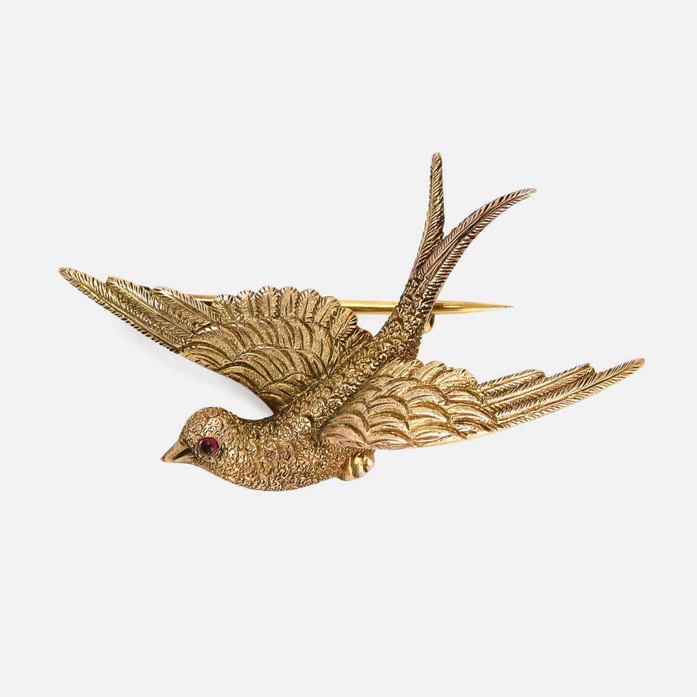 Victorian Gold Swallow Brooch