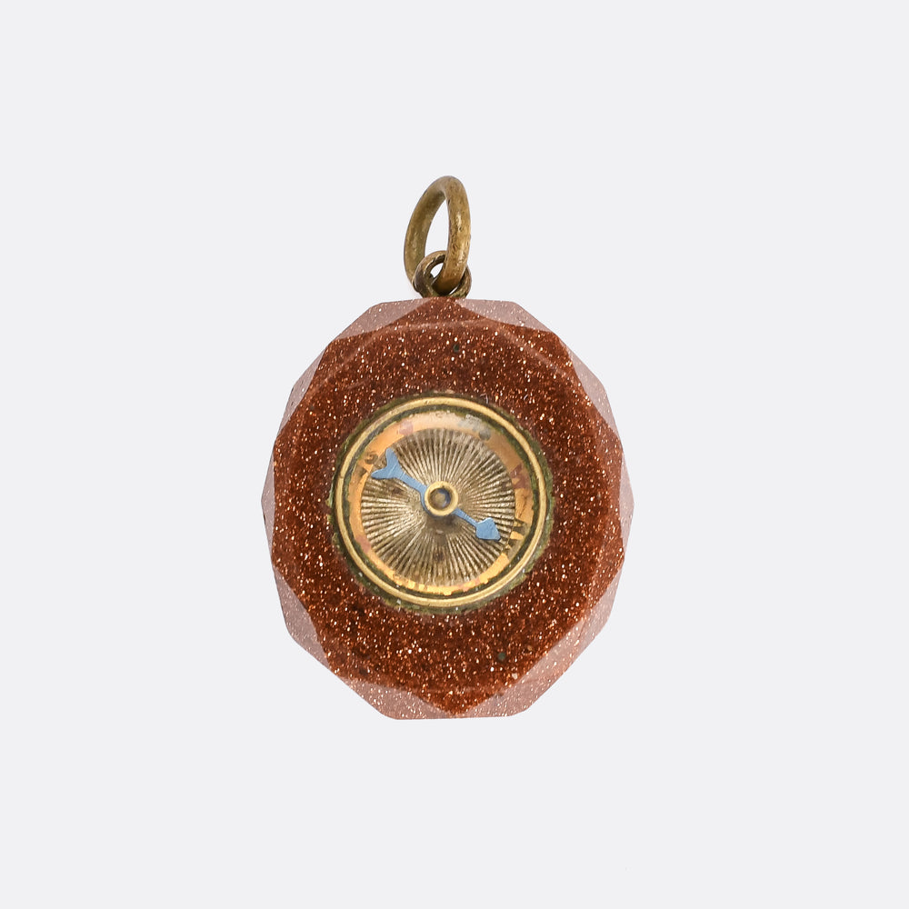 Victorian Goldstone Compass Pendant