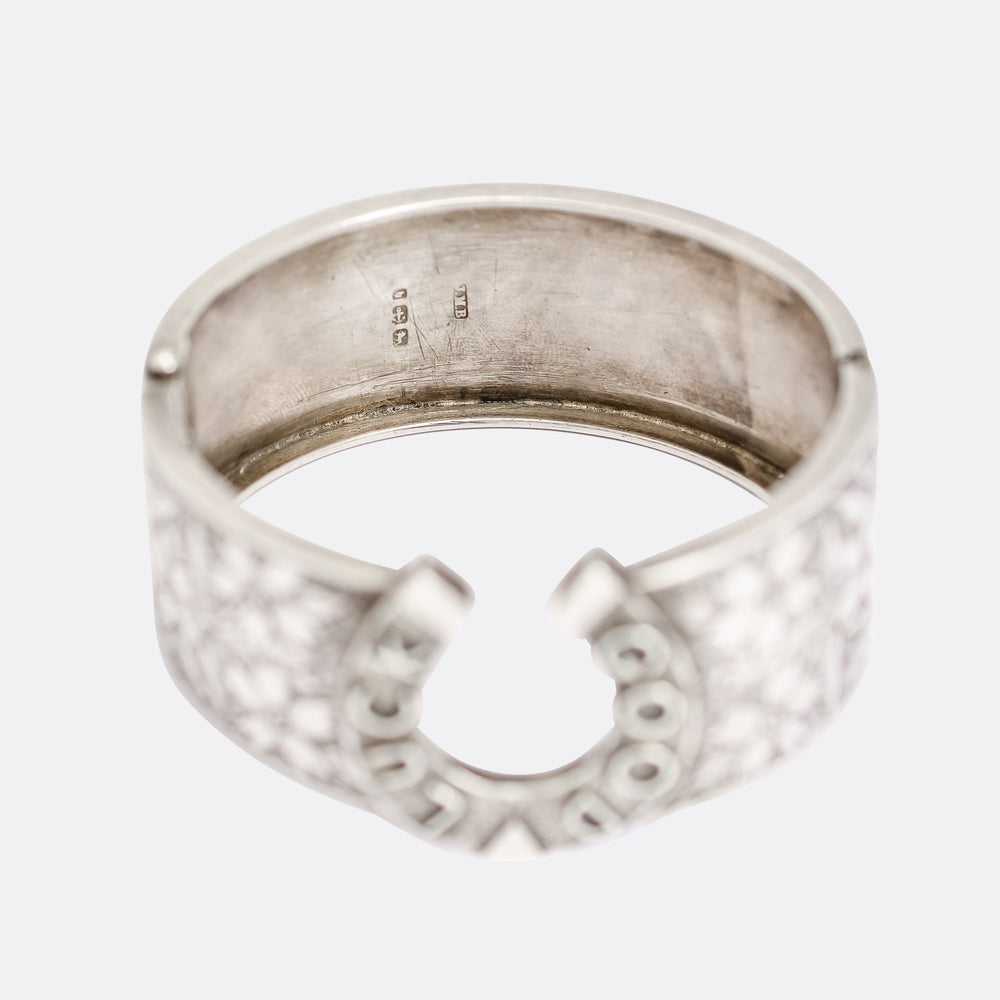 Victorian Good Luck Silver Cuff Bangle