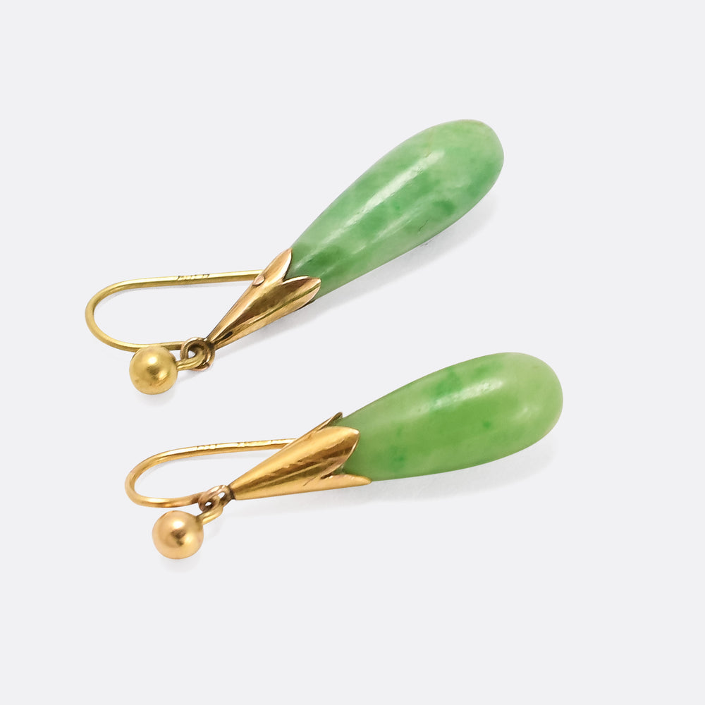 Victorian Jade Teardrop Earrings