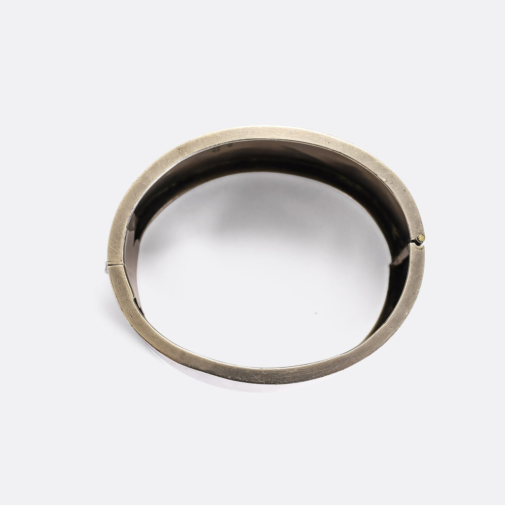 Victorian Language of Flowers Silver Cuff Bangle