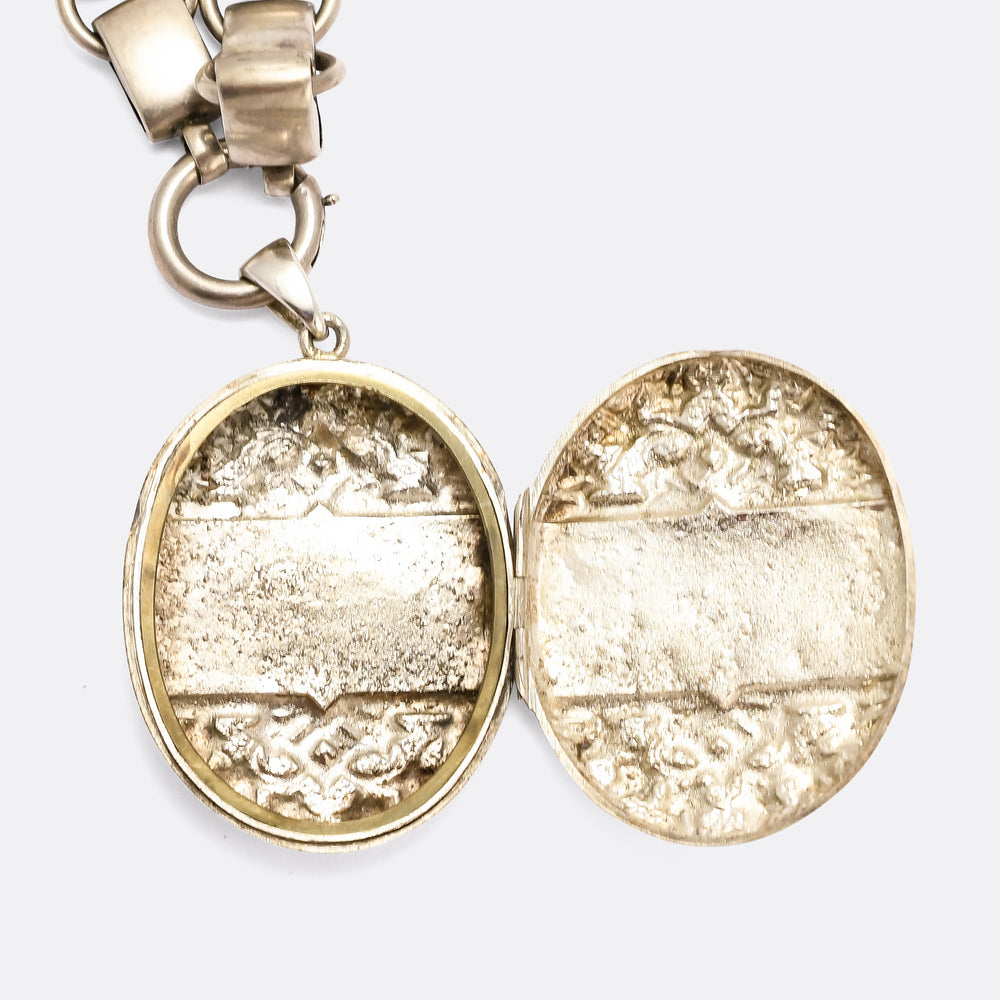 Victorian MIZPAH Silver Locket & Collar Necklace