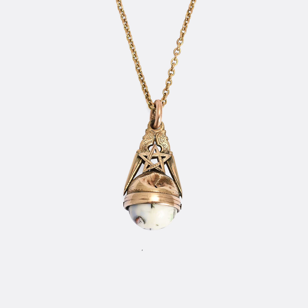 Victorian Masonic Spinning Globe Fob