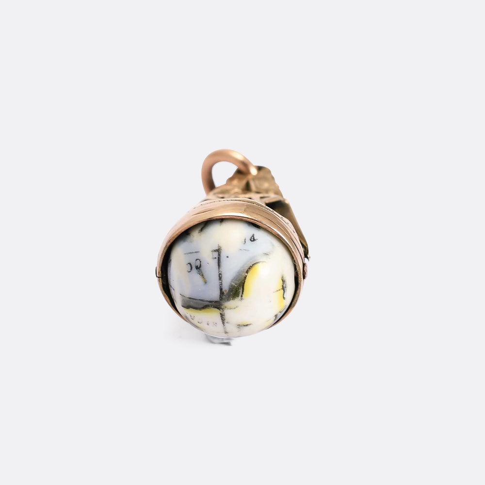 Victorian Masonic Spinning Globe Fob