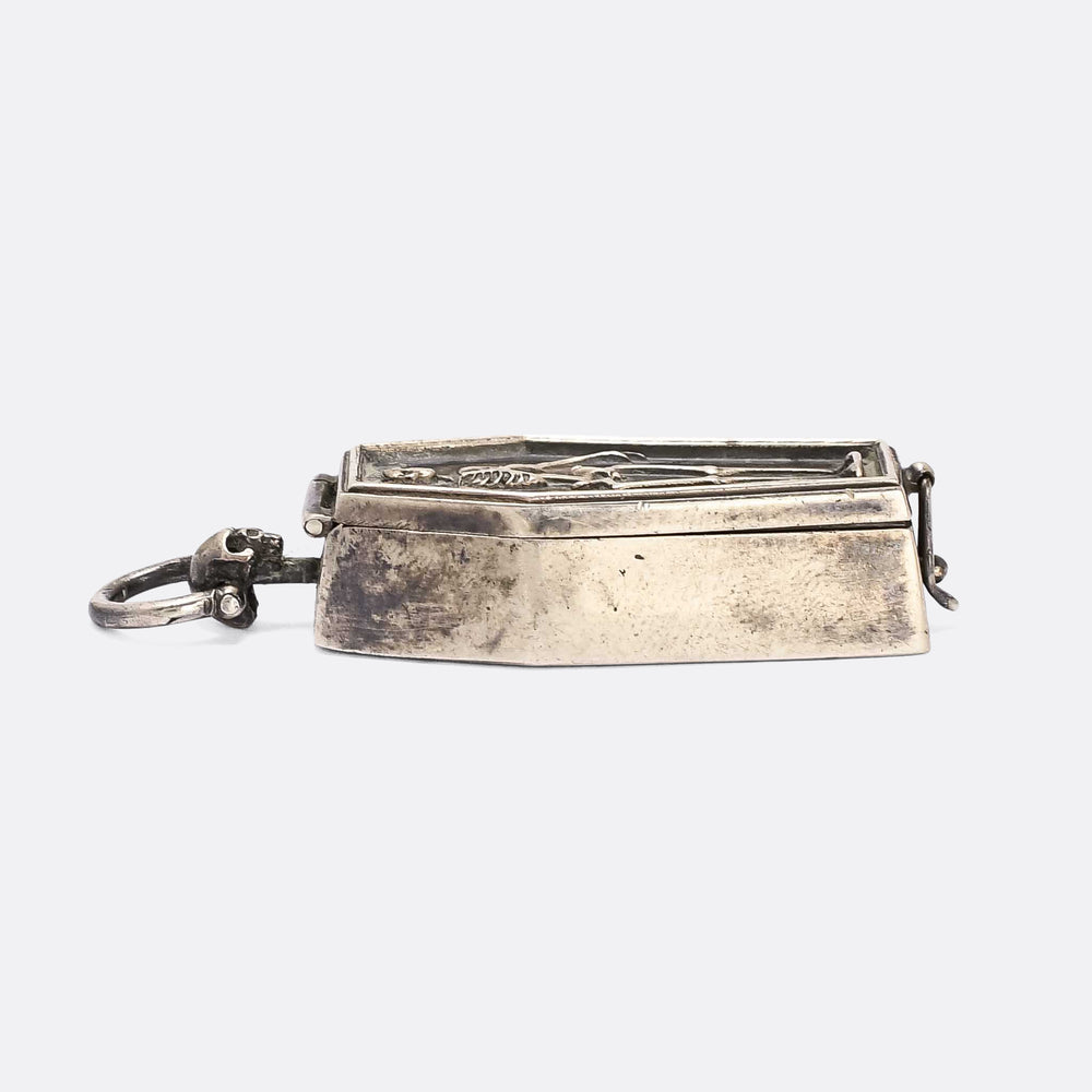 Victorian Memento Mori Skeleton & Coffin Pillbox Pendant