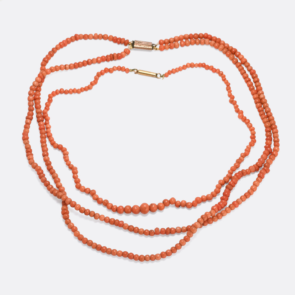 Victorian Mother's & Daughter's Coral Necklaces