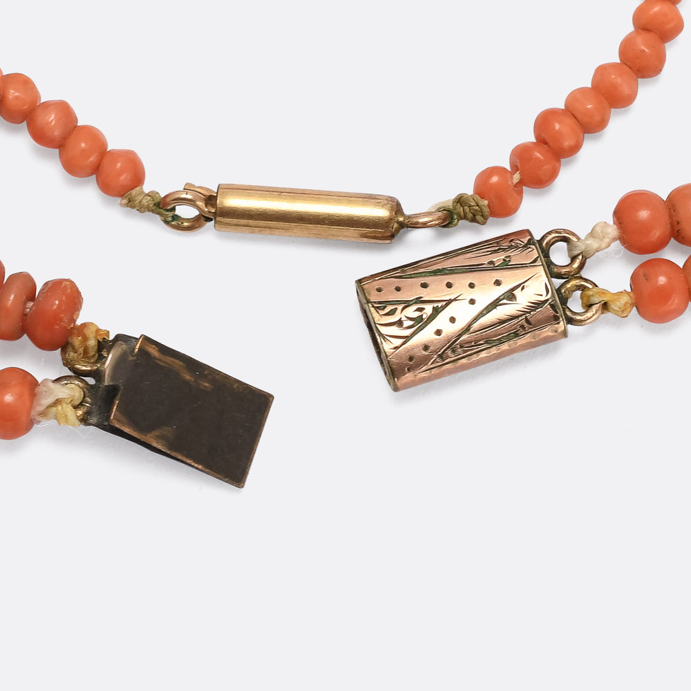 Victorian Mother's & Daughter's Coral Necklaces