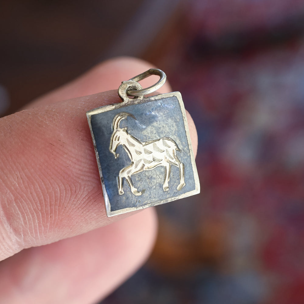 Victorian Niello Capricorn Zodiac Charm