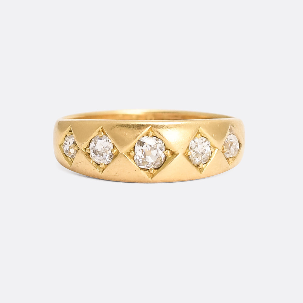 Victorian OMC Diamond 5-Stone Gypsy Ring