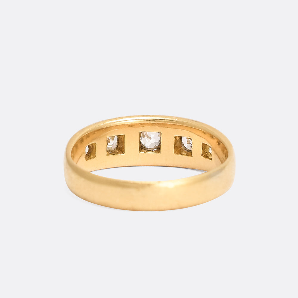 Victorian OMC Diamond 5-Stone Gypsy Ring