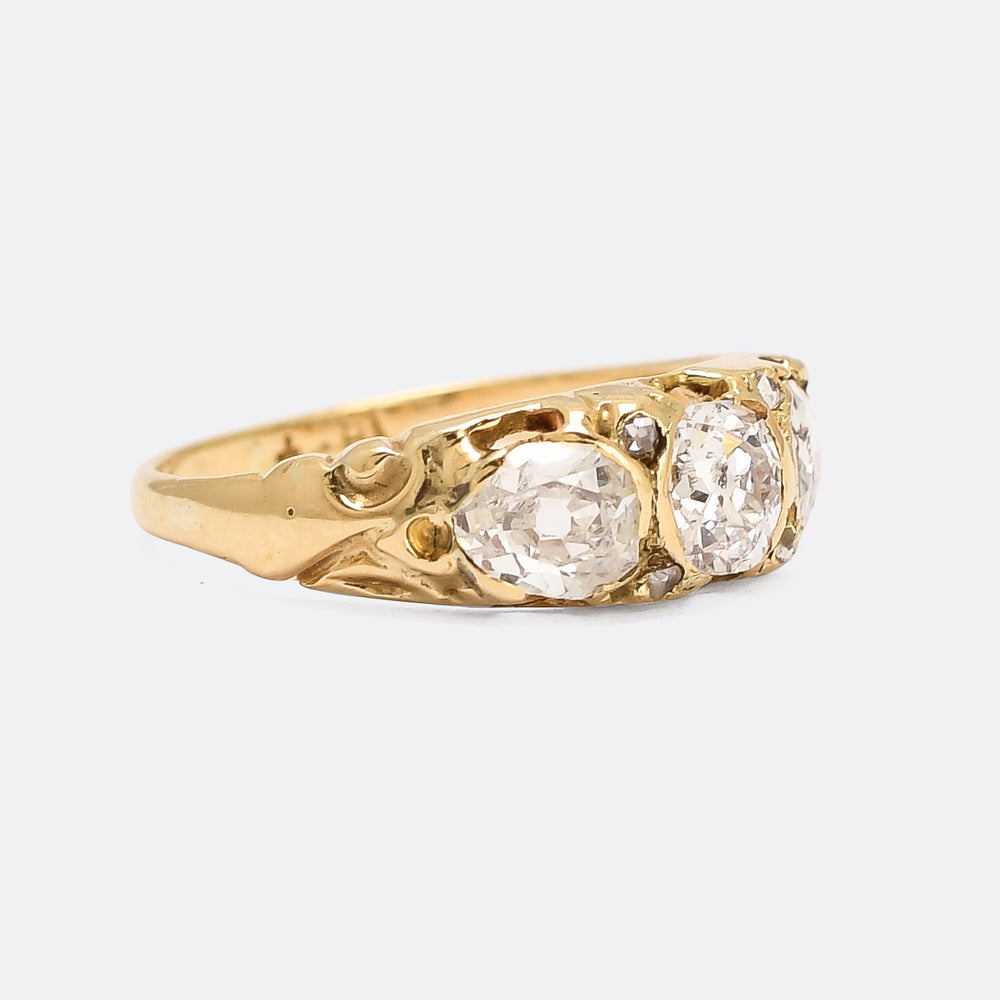 Victorian Old Cut Diamond Three-Stone Ring