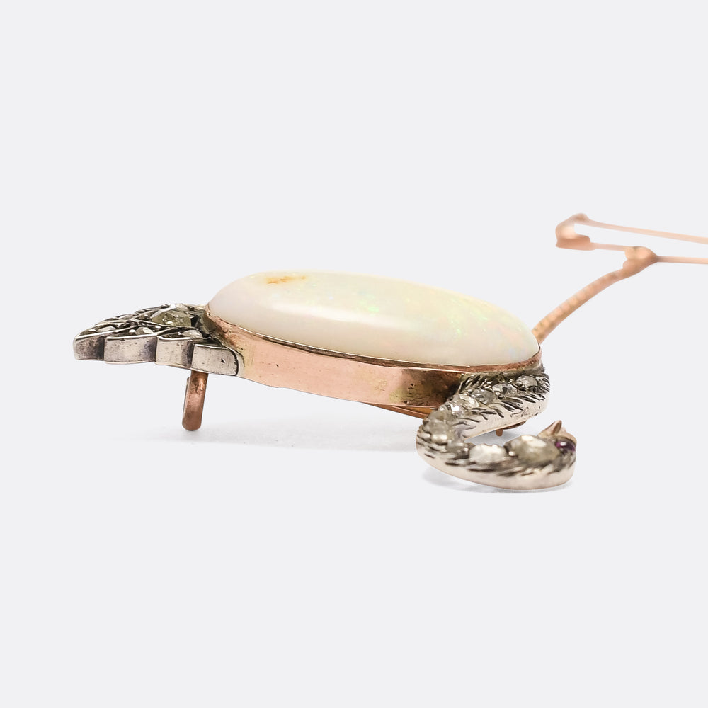 Victorian Opal & Diamond Swan Brooch