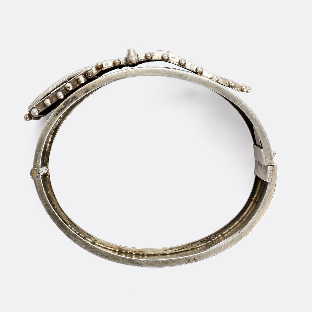 Victorian Oversized Sterling Silver Buckle Bangle