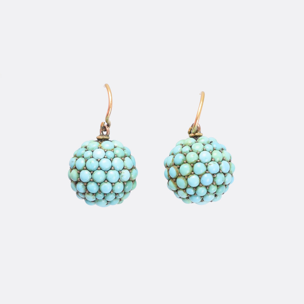 Victorian Pavé Turquoise Orb Earrings