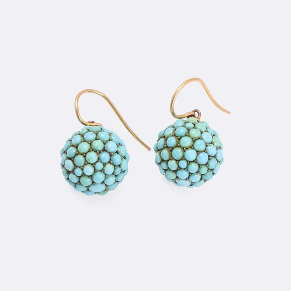 Victorian Pavé Turquoise Orb Earrings