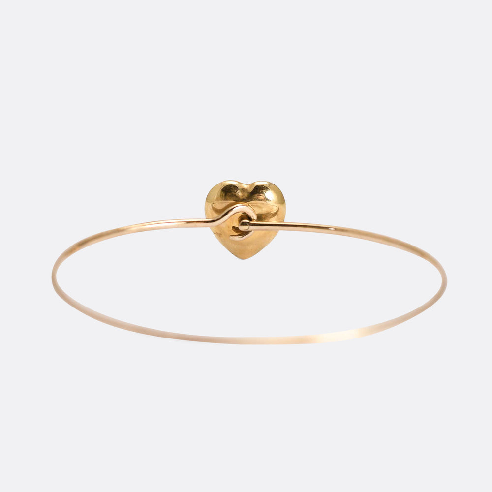 Victorian Pearl & Enamel Heart Bangle