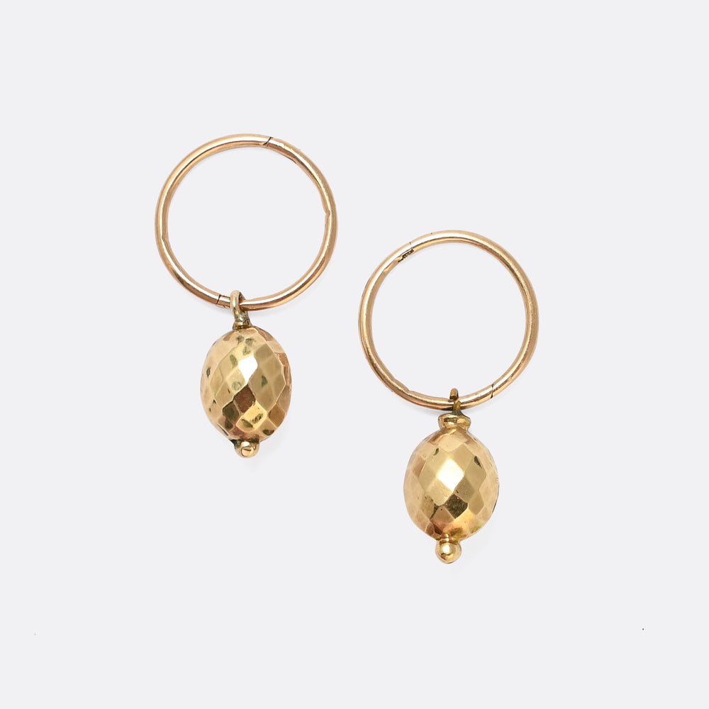 Victorian Rose Gold Hoop & Egg Earrings