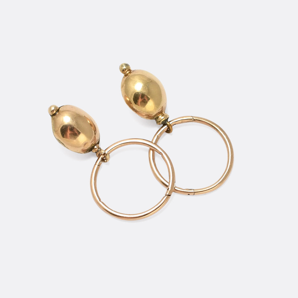 Victorian Rose Gold Hoop & Egg Earrings