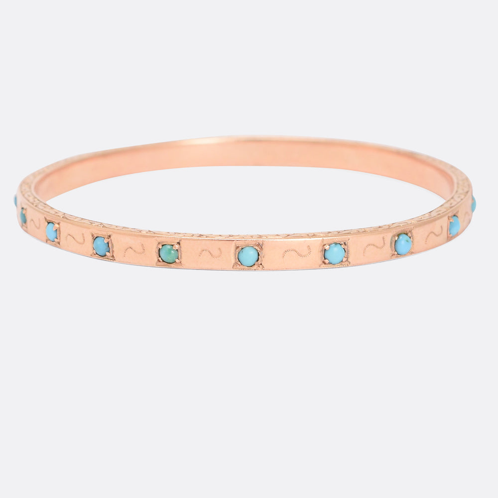 Victorian Rose Gold Turquoise Bangle