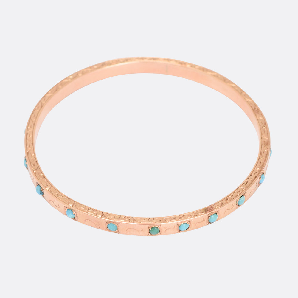 Victorian Rose Gold Turquoise Bangle