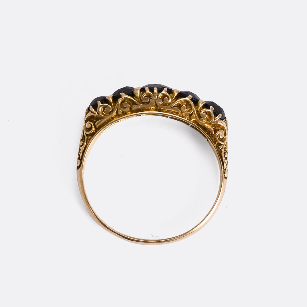 Victorian Sapphire 5-Stone Half Hoop Ring