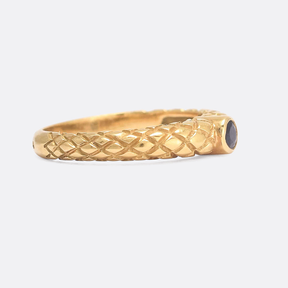 Victorian Sapphire Cross-Hatched Ring