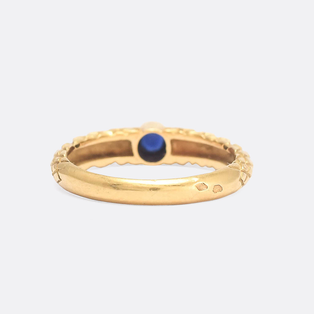 Victorian Sapphire Cross-Hatched Ring