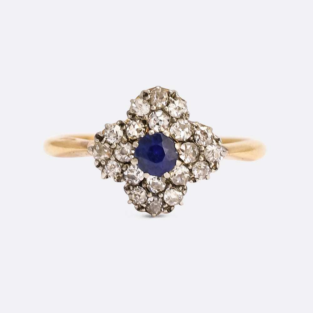 Victorian Sapphire & Diamond Quatrefoil Ring