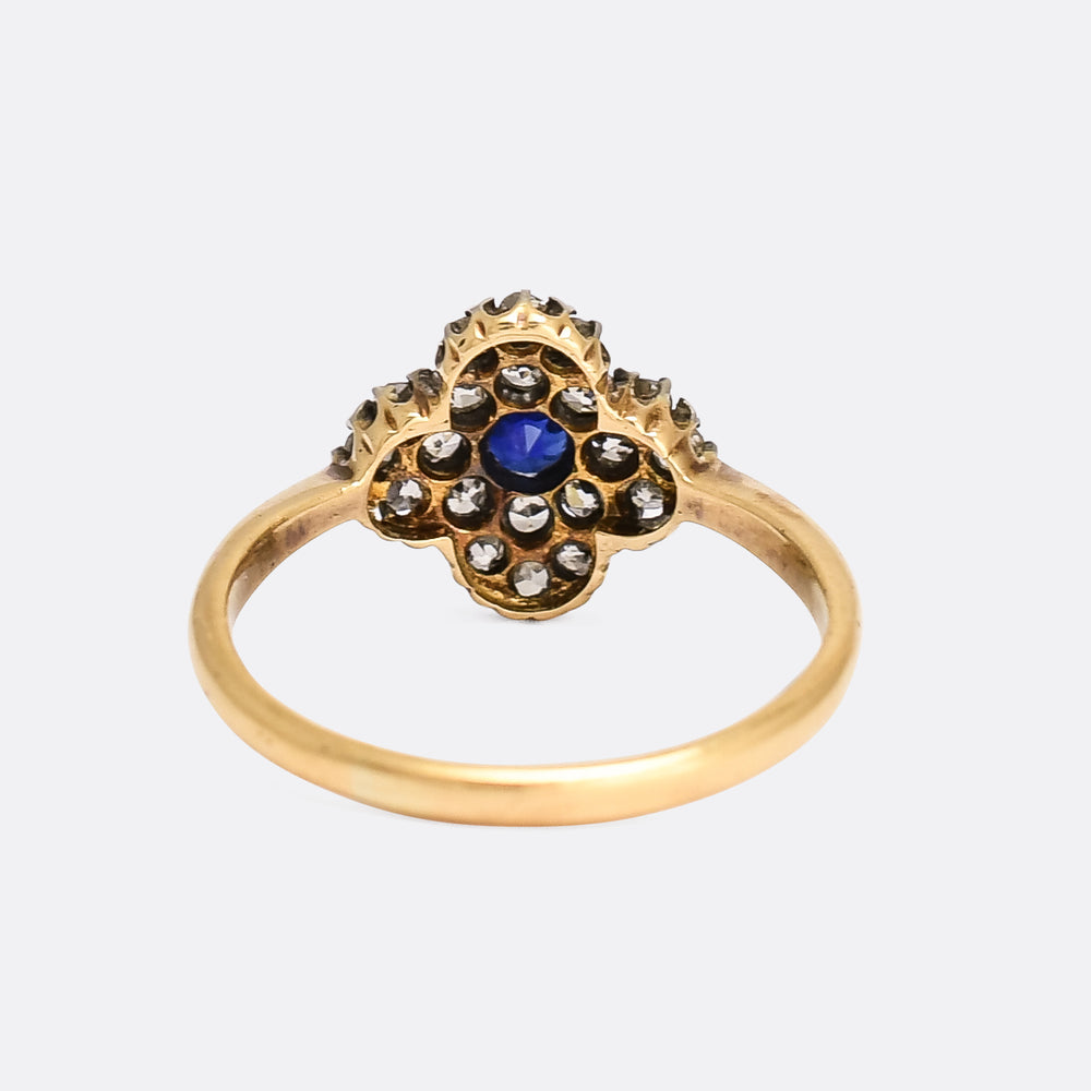 Victorian Sapphire & Diamond Quatrefoil Ring