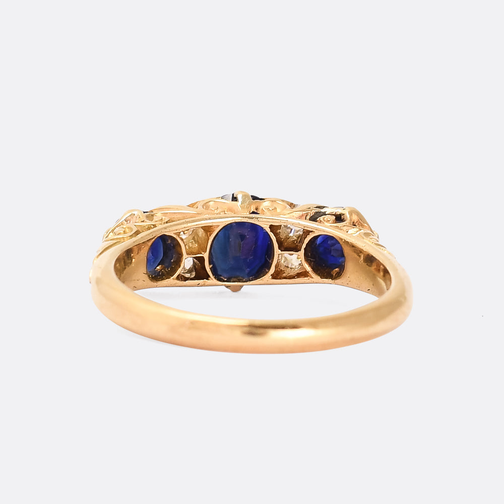 Victorian Sapphire & Diamond Scroll Ring